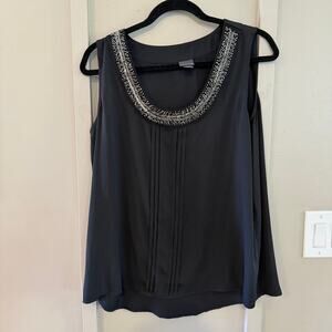 Covington Black Beaded Scoop Neck Sleeveless Top women Size Extra Large